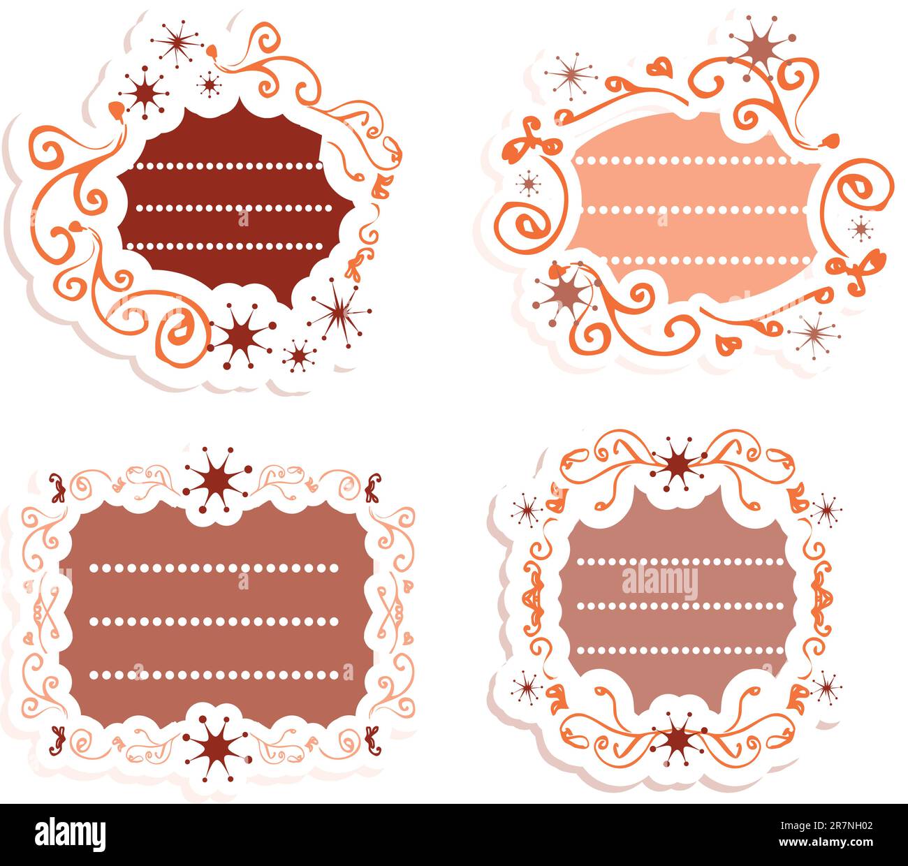 Etiketten im Retro-Stil mit unbedruckten Rahmen im Vintage-Stil Stock Vektor