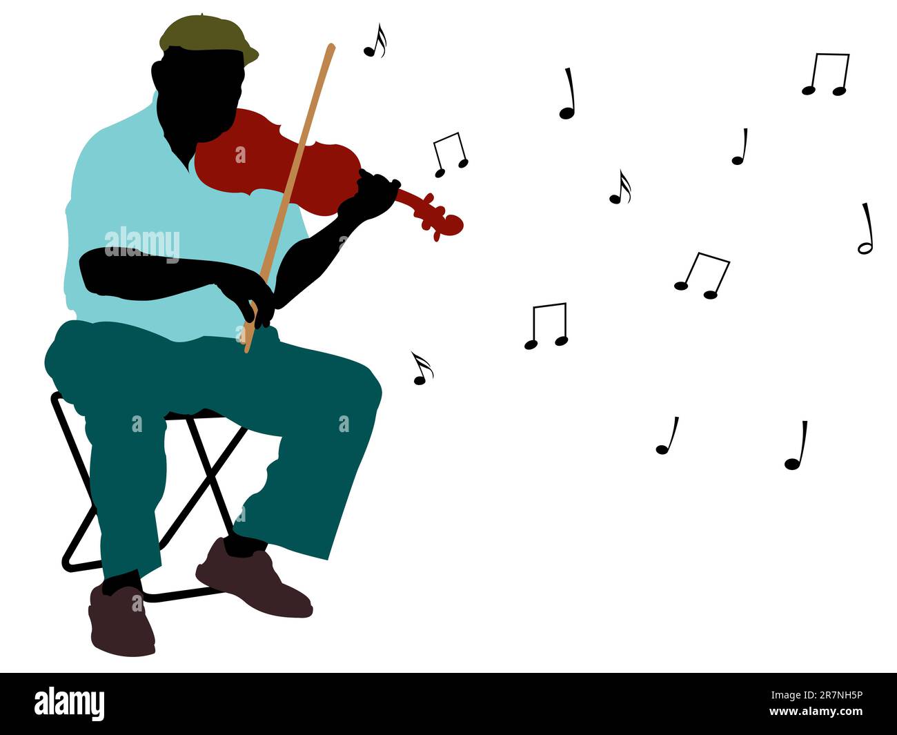 Ein Mann, der Violinsilhouette spielt, abstrakte Vektorkunstdarstellung Stock Vektor