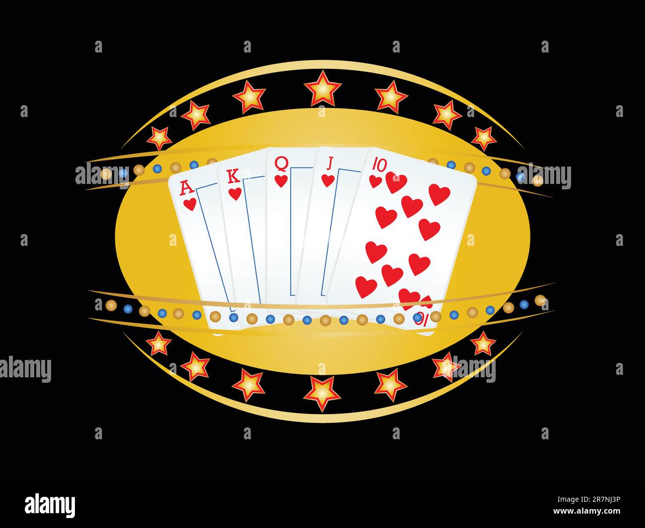 Royal Flush Neonschild Stock Vektor Royal Flush Neonschild Stock Vektor