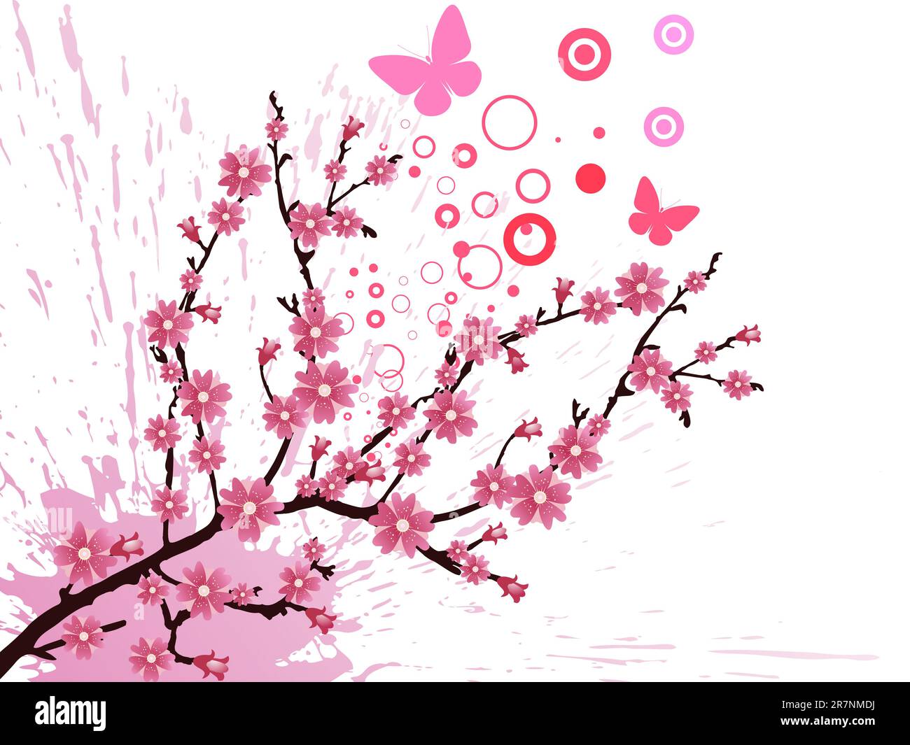 vector eps 10 Darstellung eines Zweigs mit Kirschblüte Stock Vektor