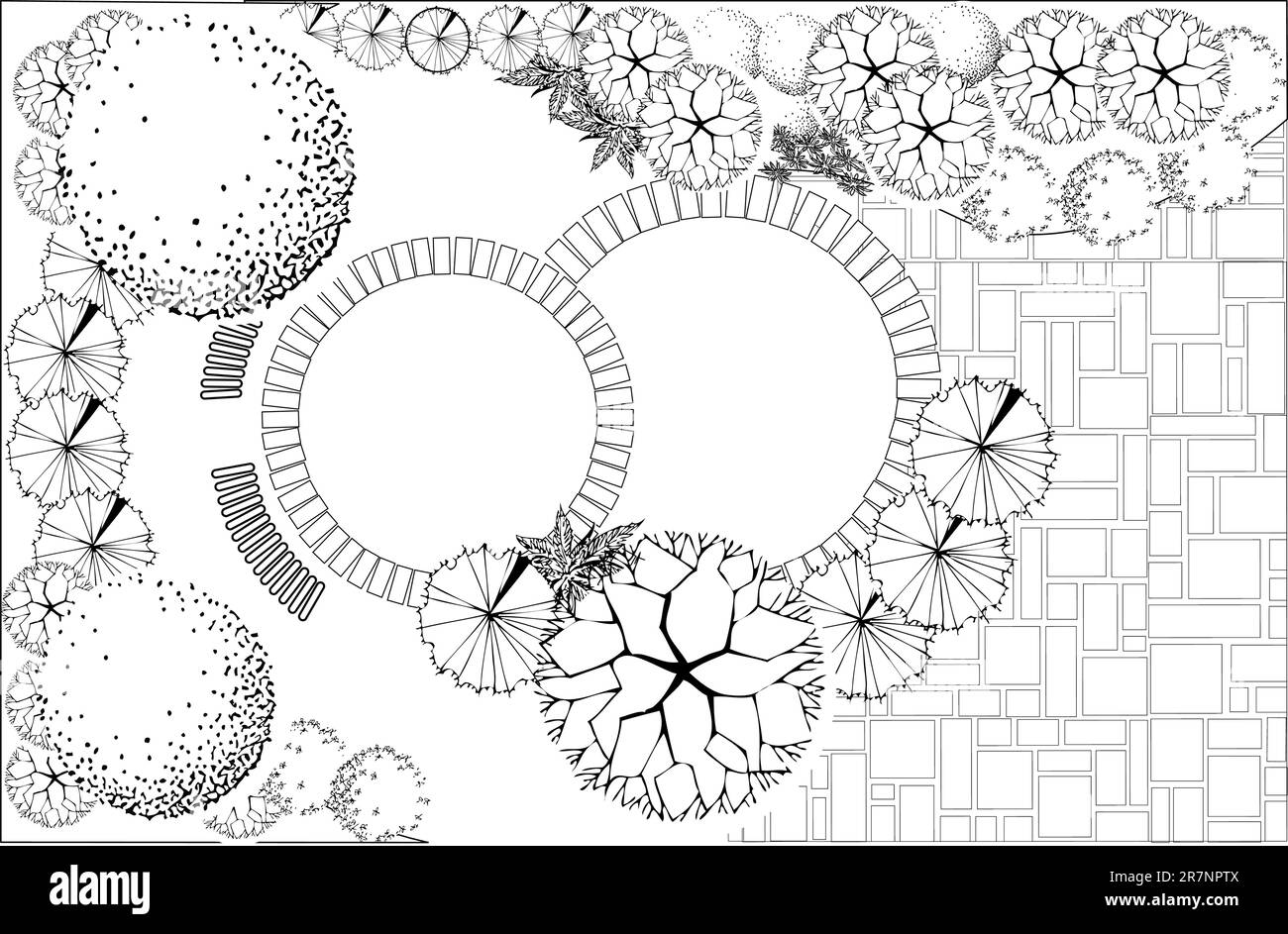 Landschaftsplan und Garten Stock Vektor