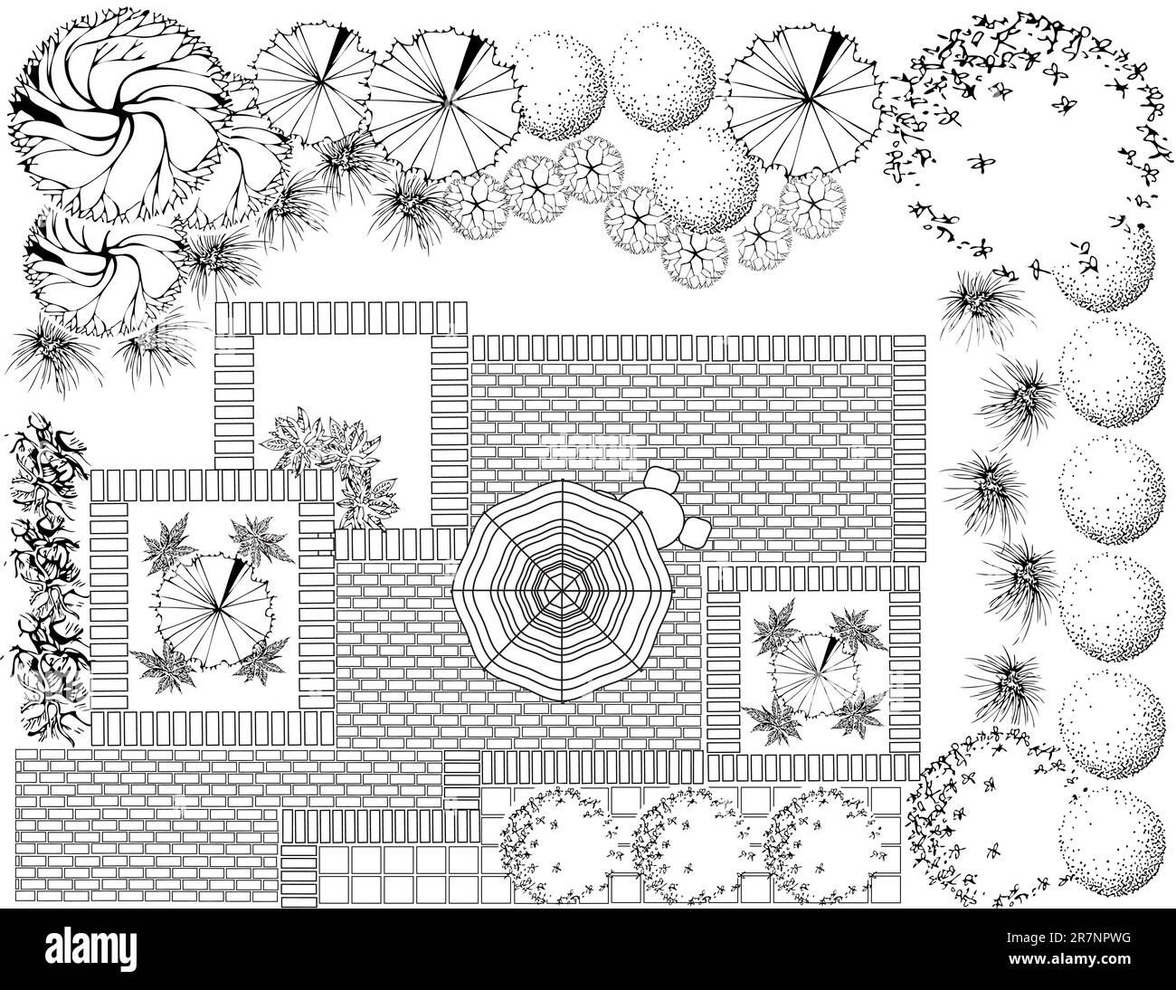 Landschaftsplan und Garten Stock Vektor