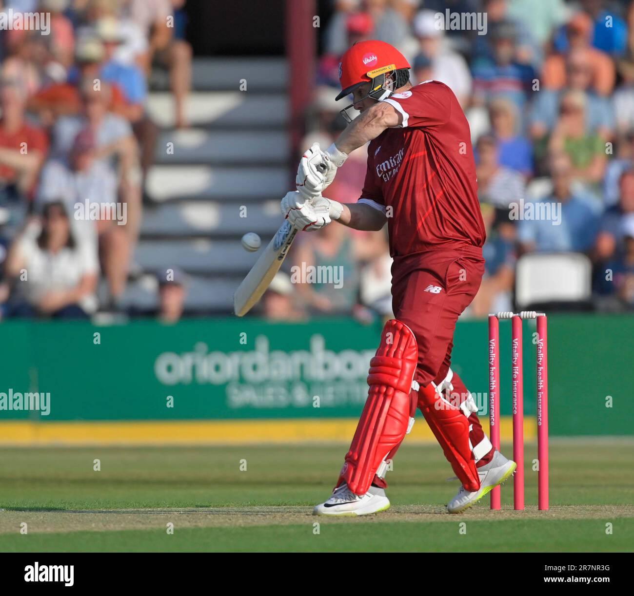 Northampton 16 - Juni 2023 : Steven Croft of Lancashire Lightning während des Vital T20 Blast Match zwischen Northamptonshire Steelbacks gegen Lancashire Lightning im County Ground Northampton England . Stockfoto