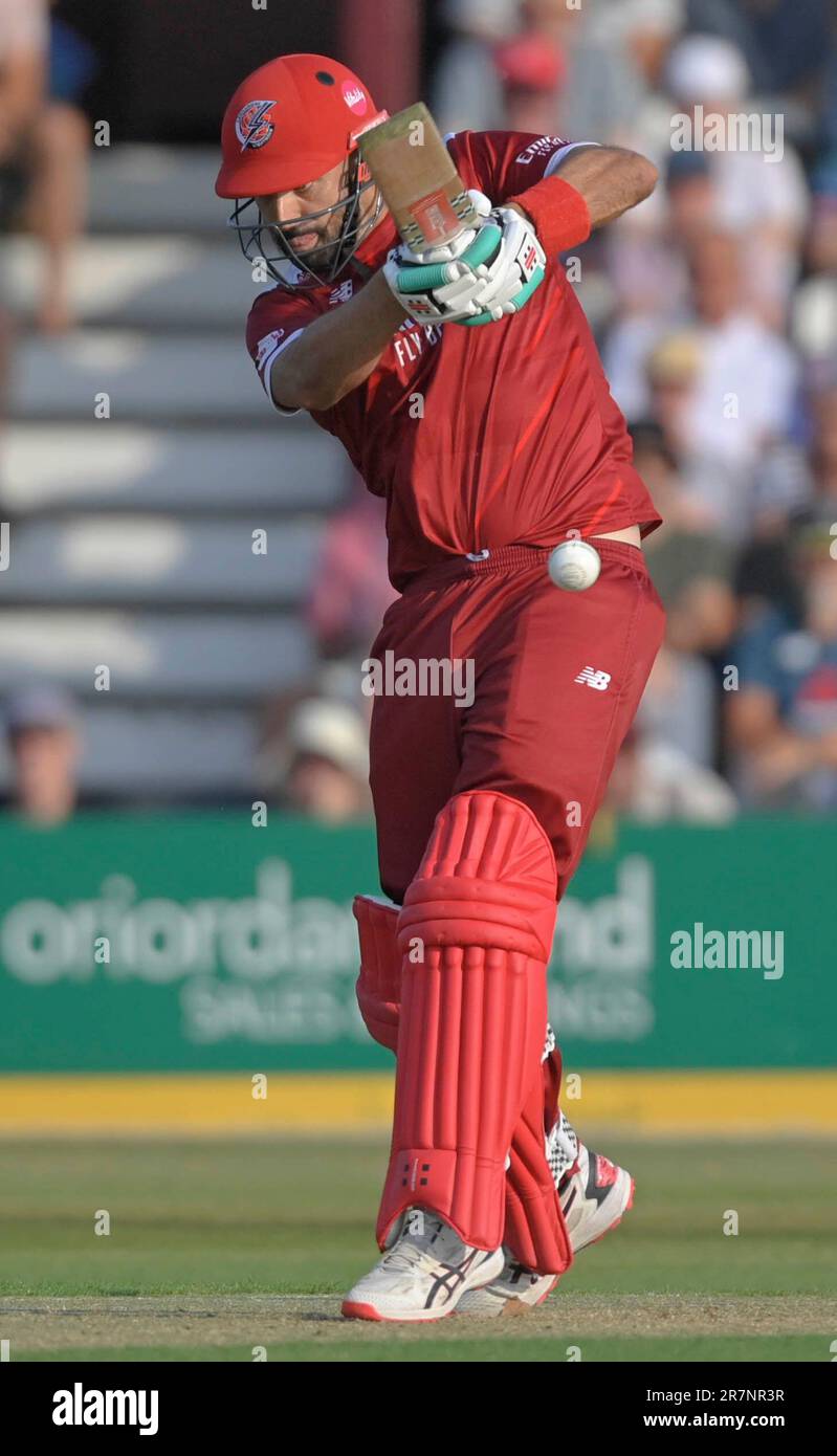 Northampton 16 - Juni 2023 : Daryl Mitchell während des Vitalitätsspiels T20 Blast zwischen Northamptonshire Steelbacks gegen Lancashire Lightning im County Ground Northampton England . Stockfoto