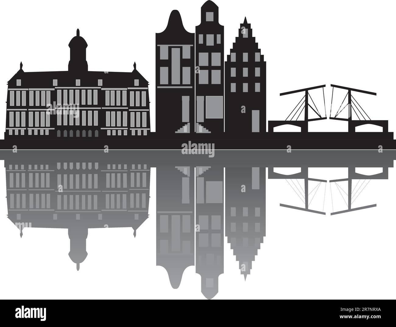 Skyline von Amsterdam mit Gebäuden und Brücke Stock Vektor