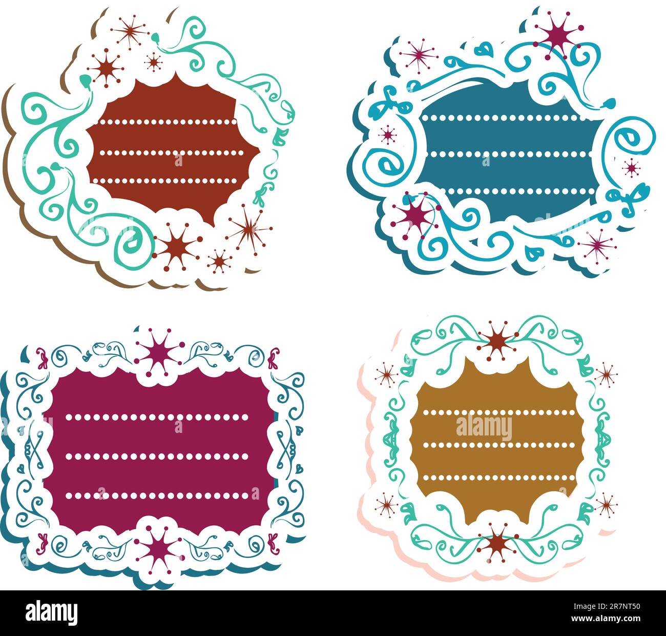 Etiketten im Retro-Stil mit unbedruckten Rahmen im Vintage-Stil Stock Vektor