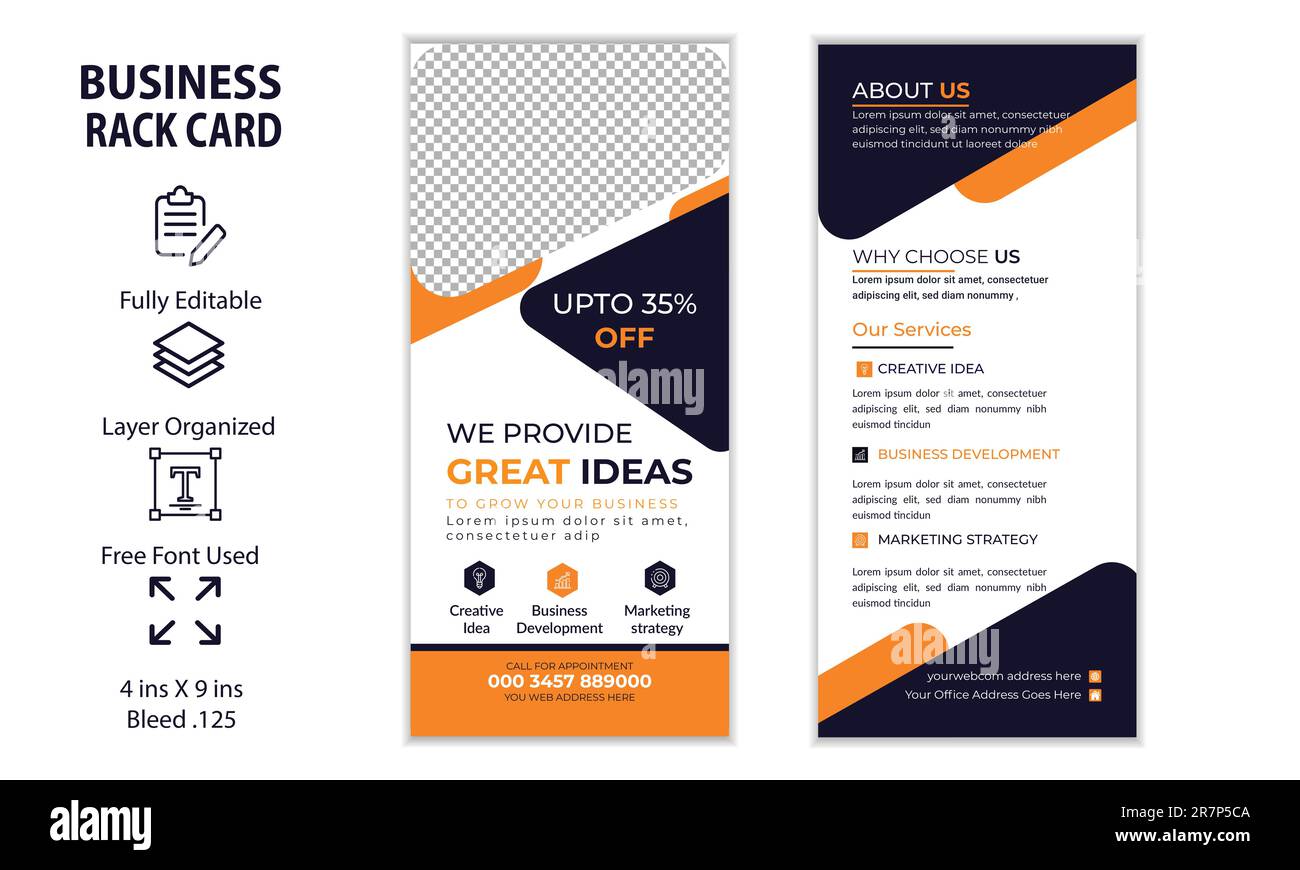 DL Flyer Rack Card Template Design Digital Marketing Agency oder Corporate Business Stock Vektor