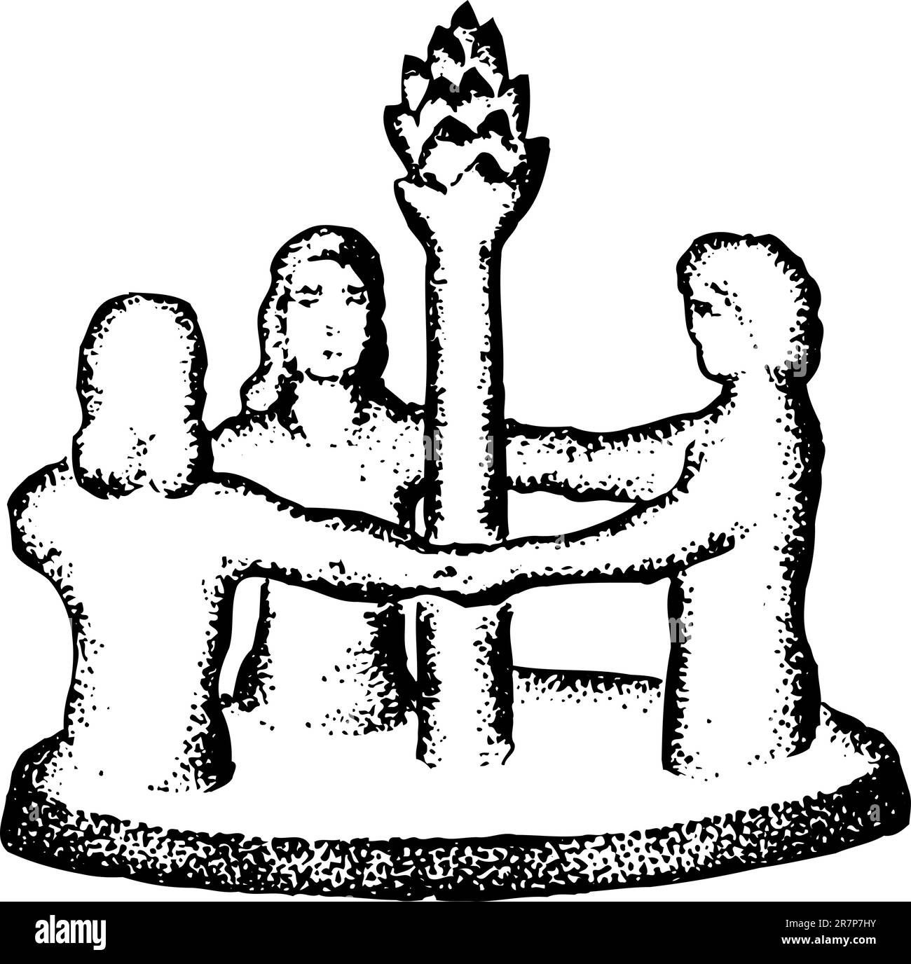 Uralter heiliger Baum und Menschen auf Weiß Stock Vektor