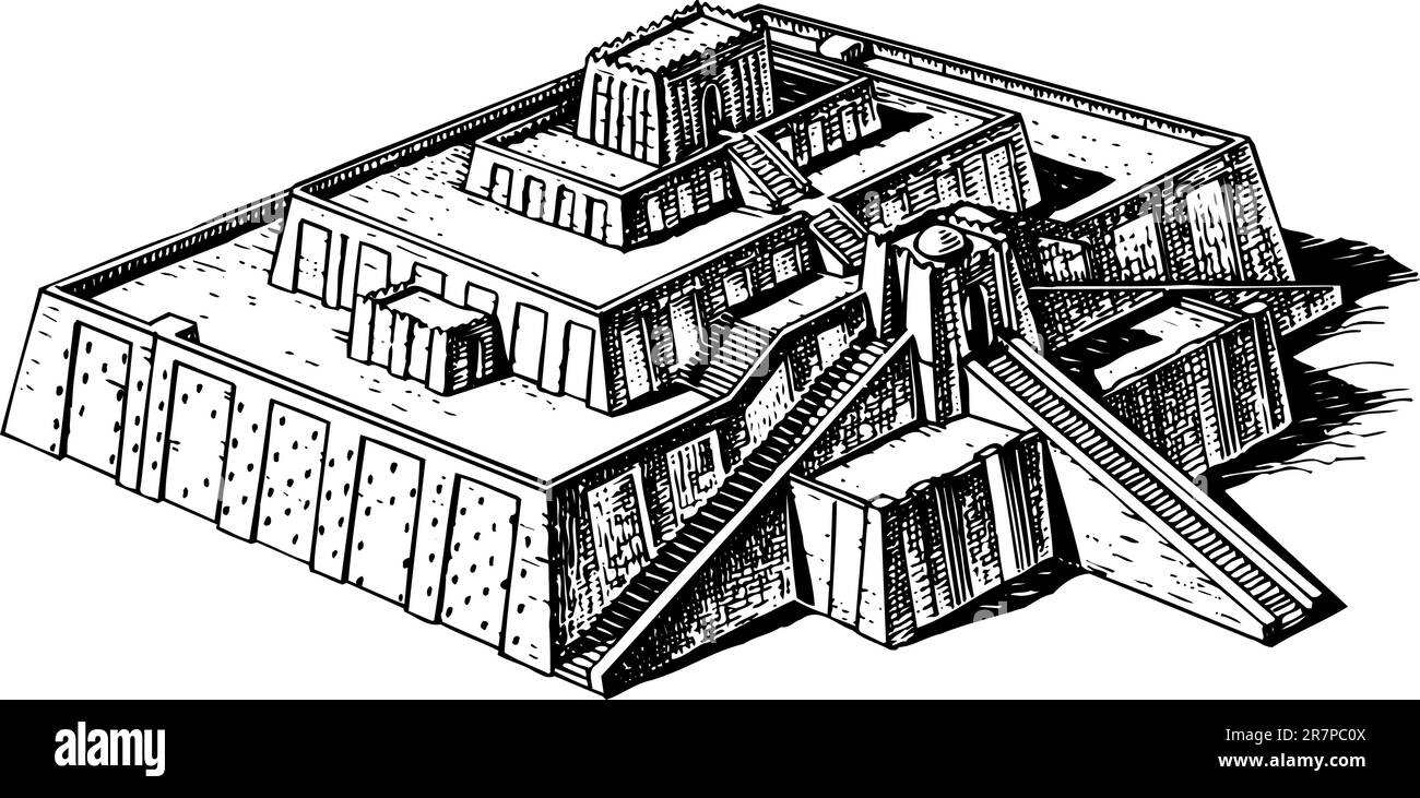 Ziggurat auf weiß isoliert Stock Vektor