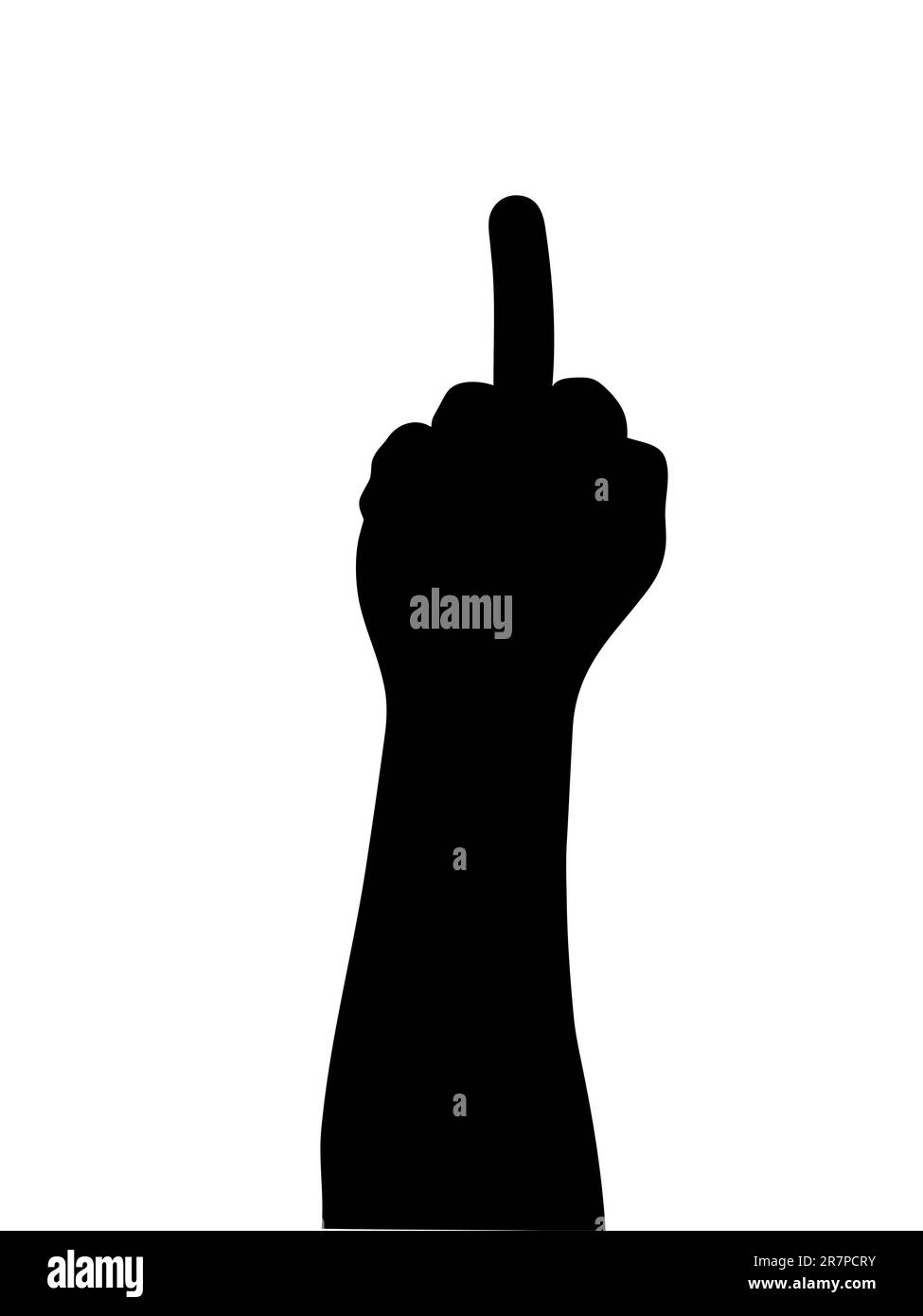 Schwarze Silhouette einer Hand auf weißem Hintergrund Stock Vektor