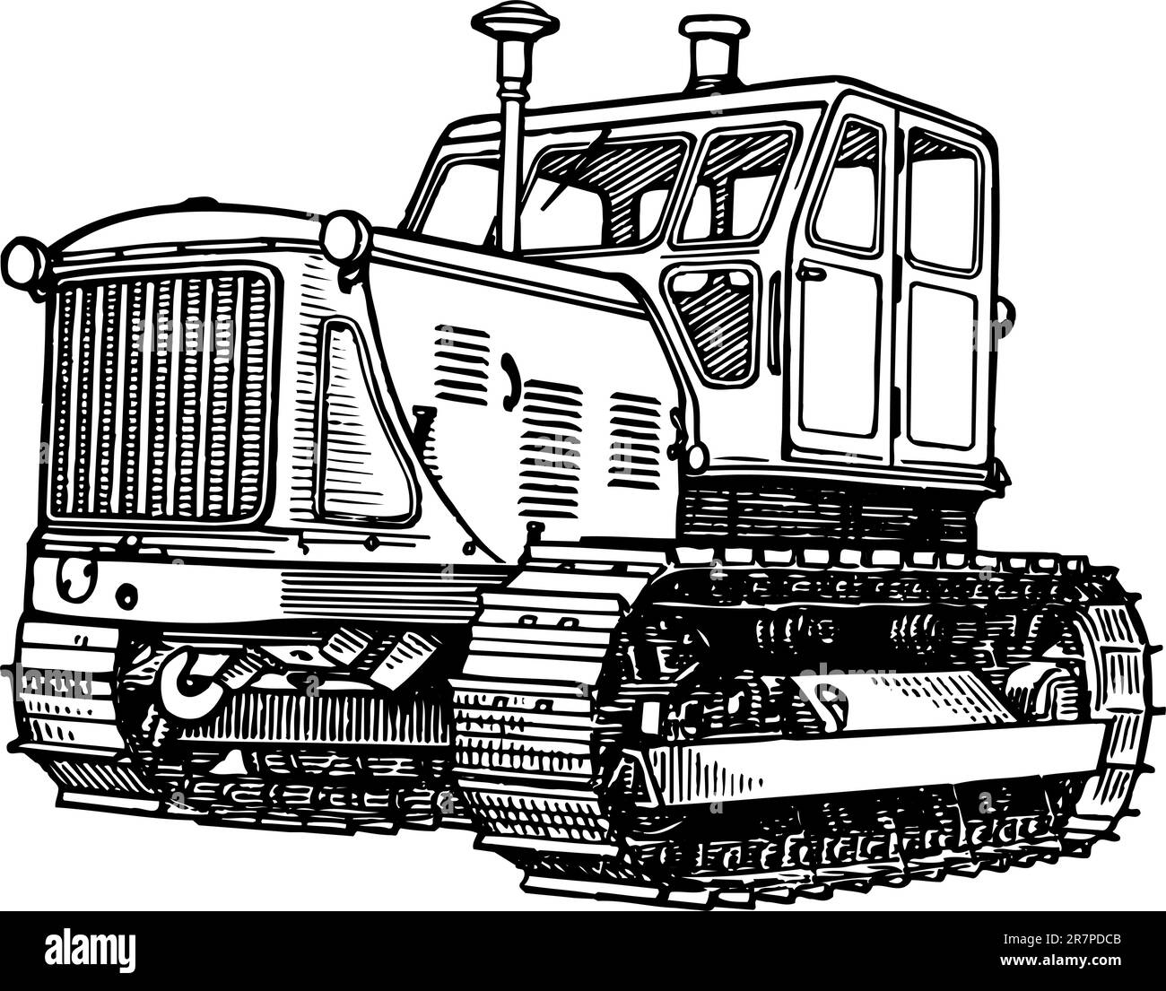 Traktor isoliert auf weiß Stock Vektor