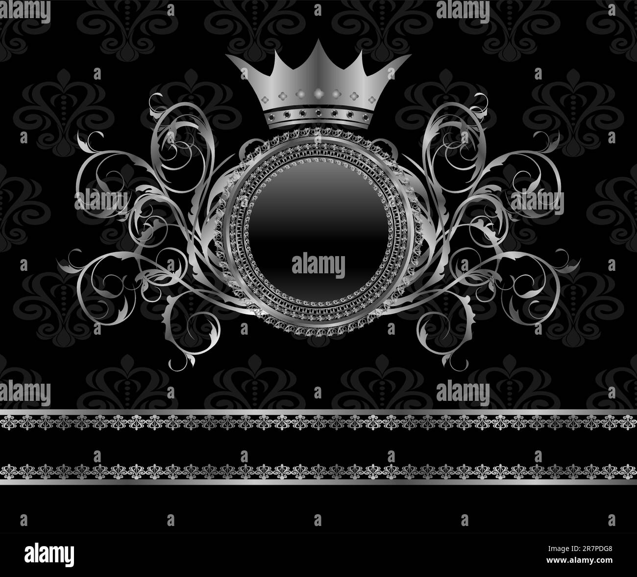 Illustration – Silber-Vintage-Rahmenvorlage – Vektor Stock Vektor