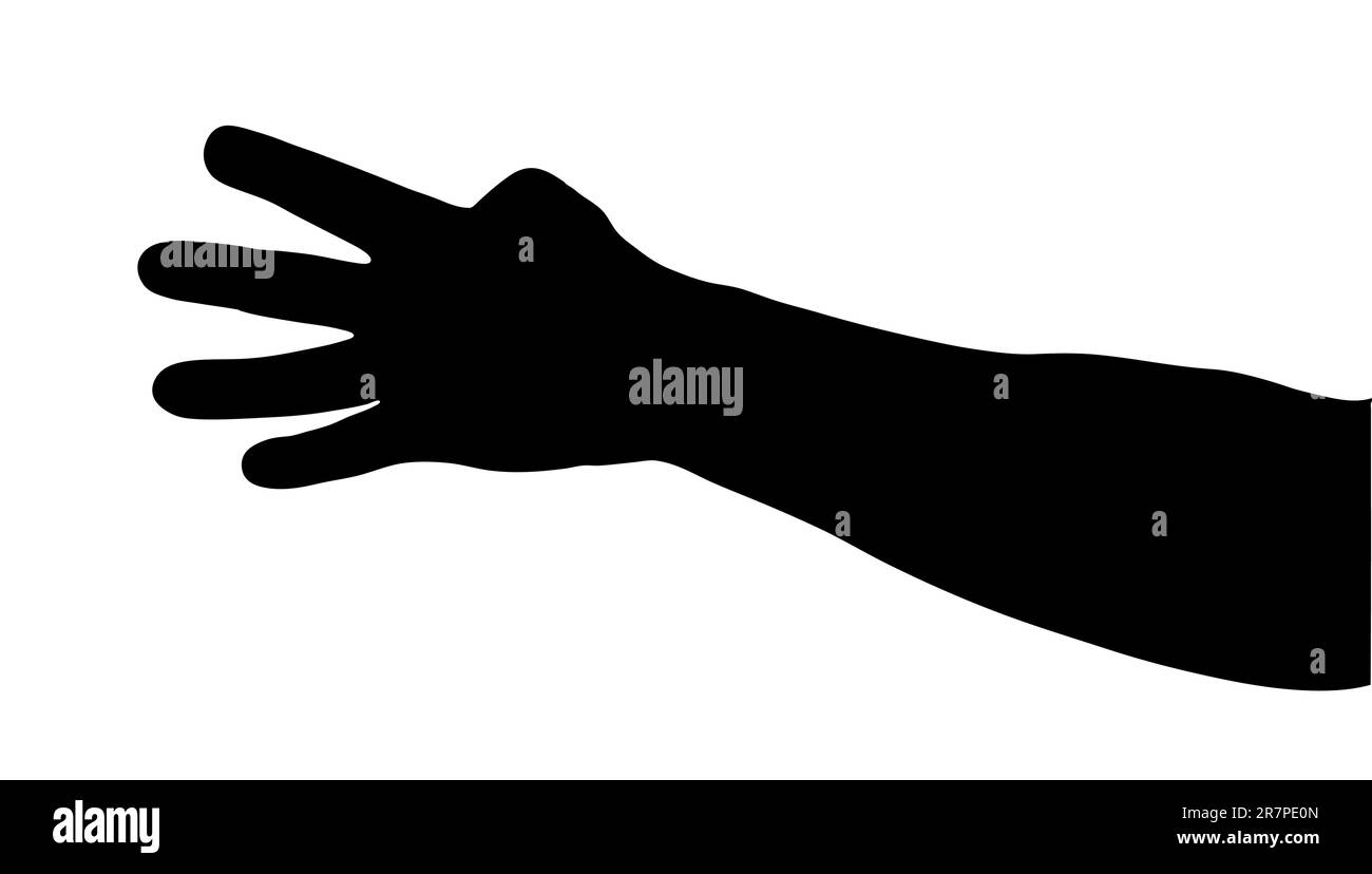 Schwarze Silhouette einer Hand auf weißem Hintergrund Stock Vektor