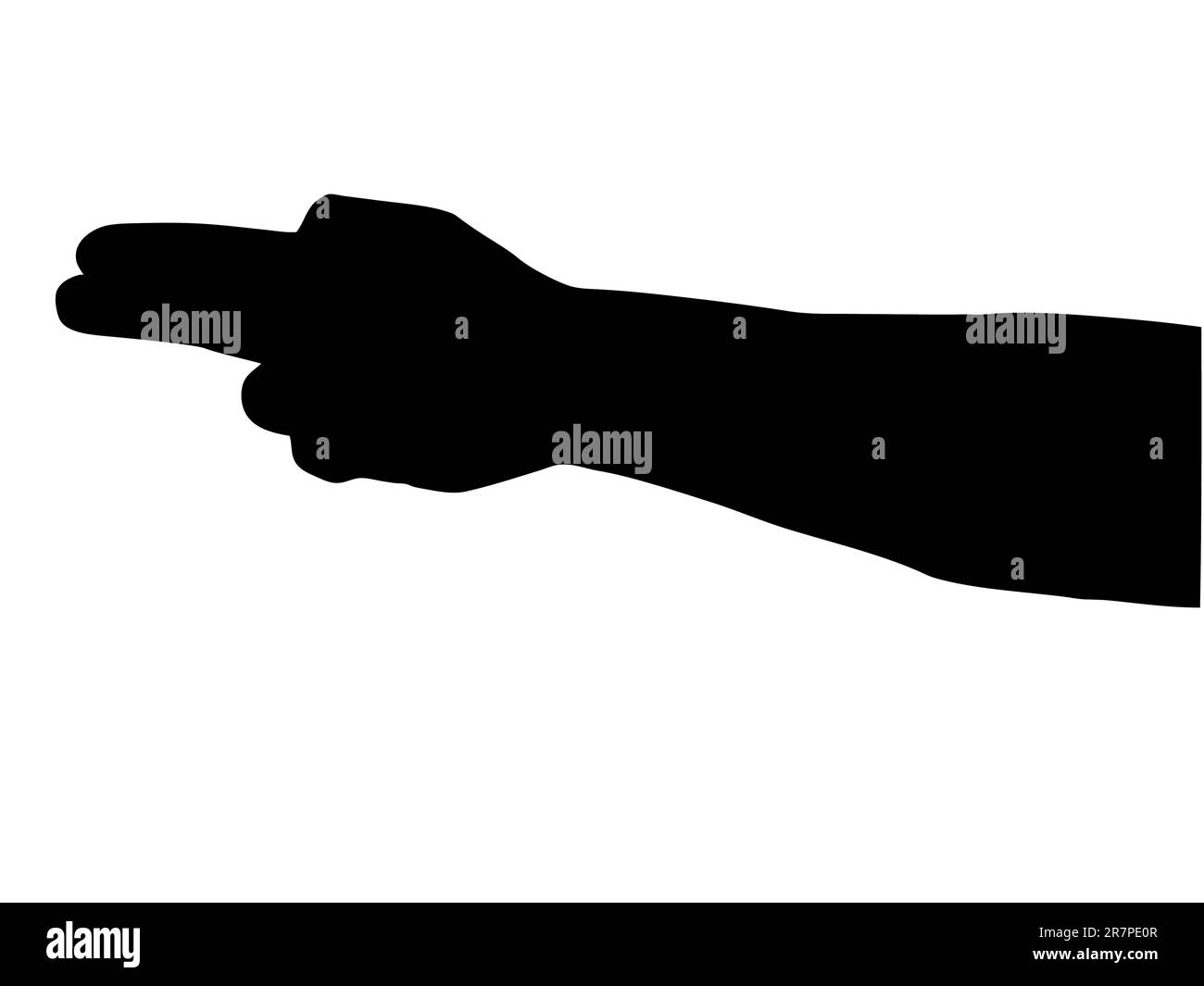 Schwarze Silhouette einer Hand auf weißem Hintergrund Stock Vektor