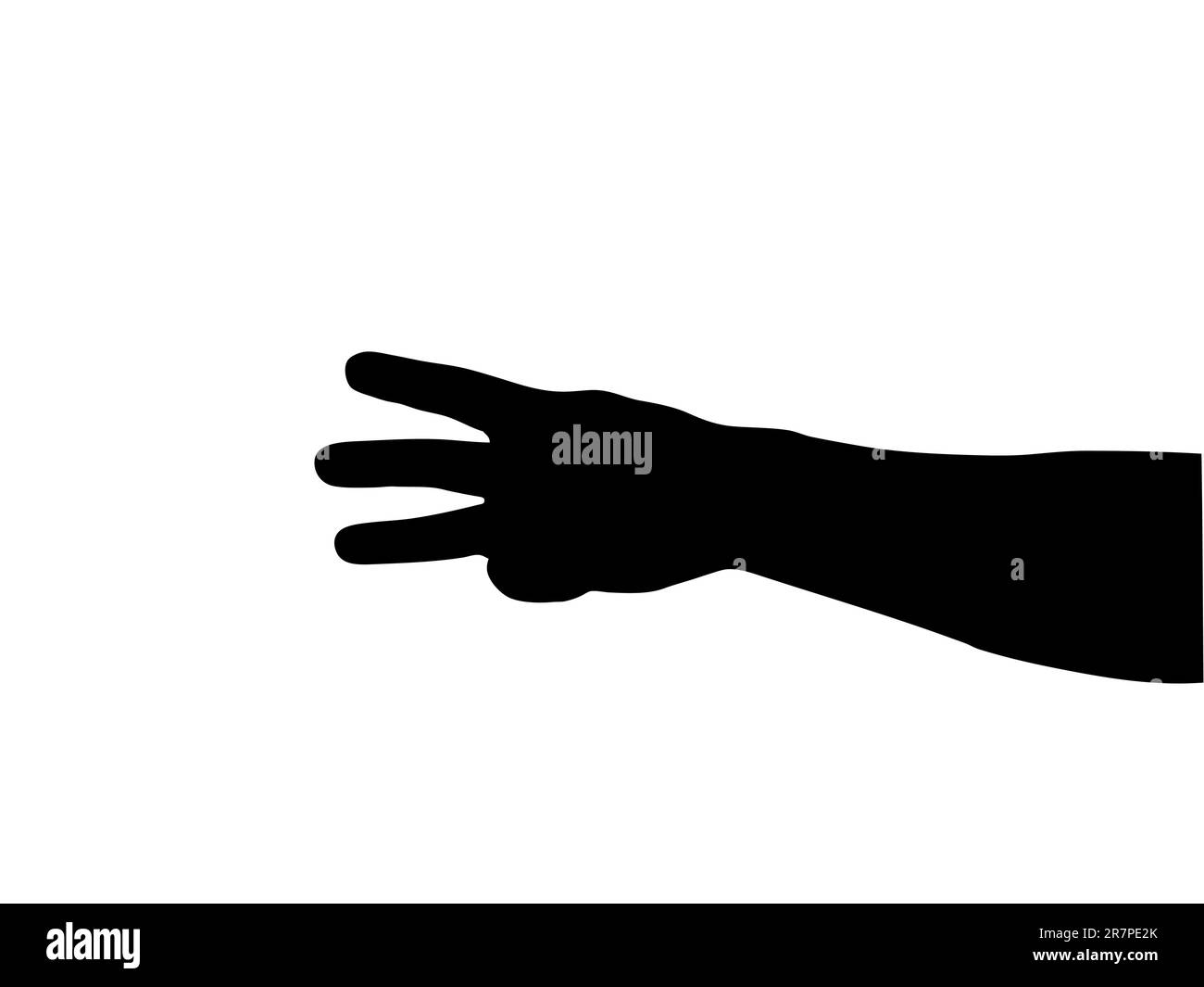 Schwarze Silhouette einer Hand auf weißem Hintergrund Stock Vektor