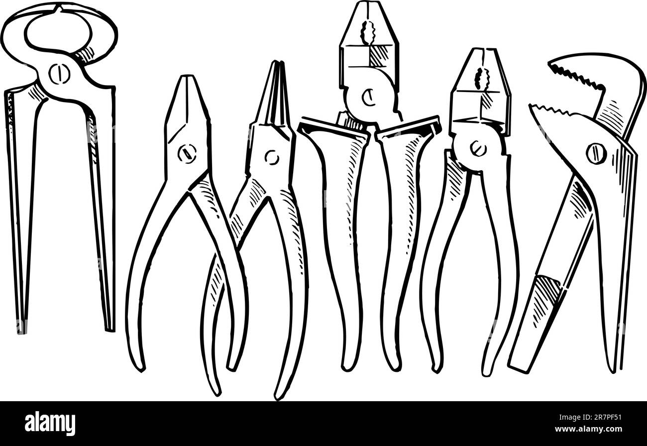 Zange, isoliert auf weiss Stock Vektor