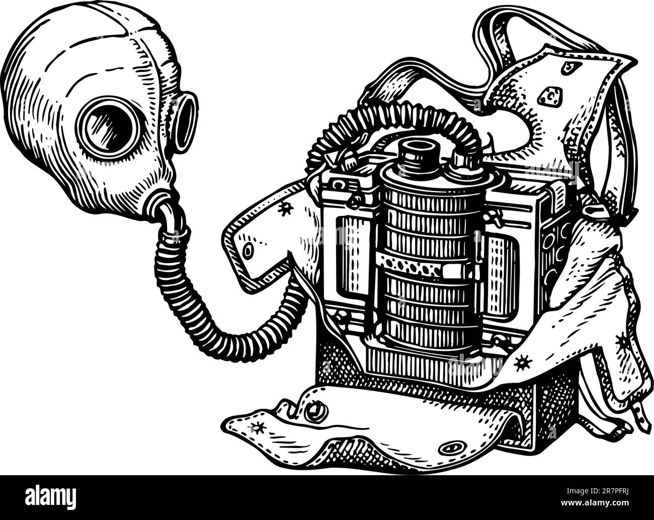 Gasmaske isoliert auf weiß Stock Vektor