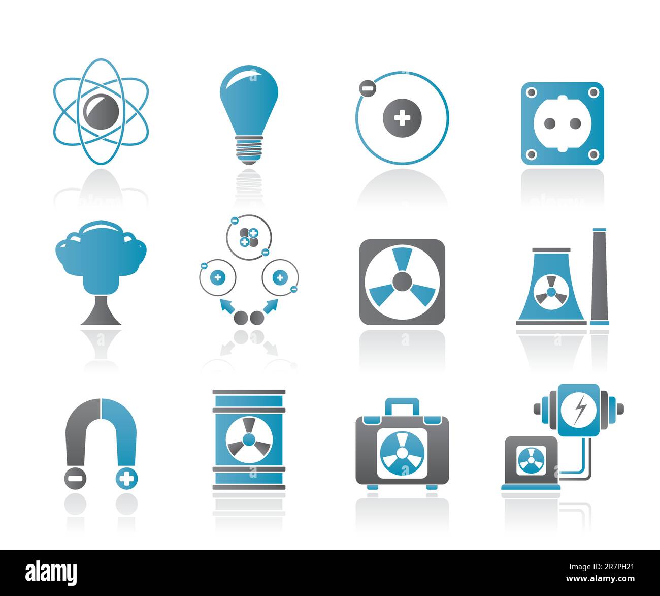 Atom- und Kernenergie Symbole - Vektor Icon Set Stock Vektor