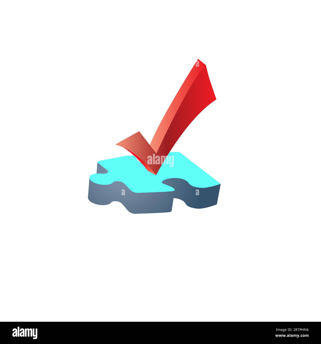 Ein Puzzle und ein Häkchen auf weißem Hintergrund.Vektor Stock Vektor