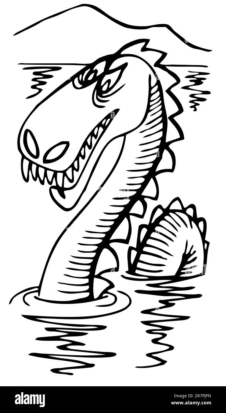 Loch Ness Monster im See Stock Vektor