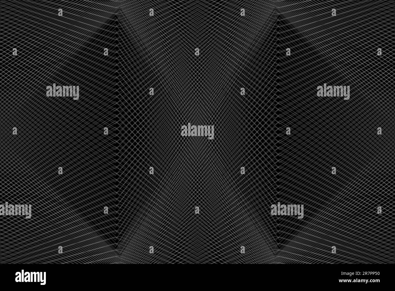 Abstrakter, chaotischer, linearer Kunsthintergrund in Schwarz-Weiß Stockfoto