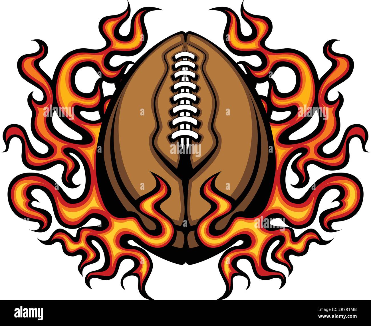 Grafik American Football Vektorbildvorlage mit Flammen Stock Vektor