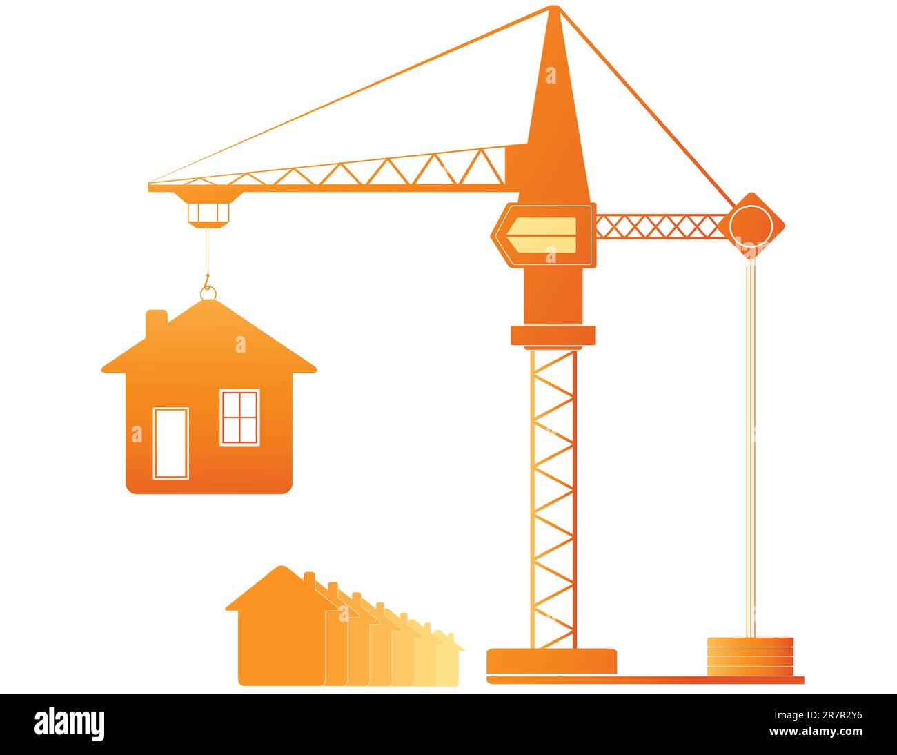 Baukran und viele Häuser Stock Vektor