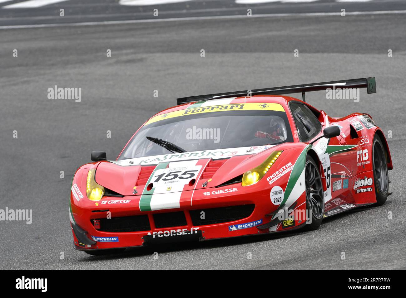 Scarperia, 2. April 2023: Ferrari 458 GTE Jahr 2011 in Aktion während Mugello Classic 2023 auf der Mugello Circuit in Italien. Stockfoto