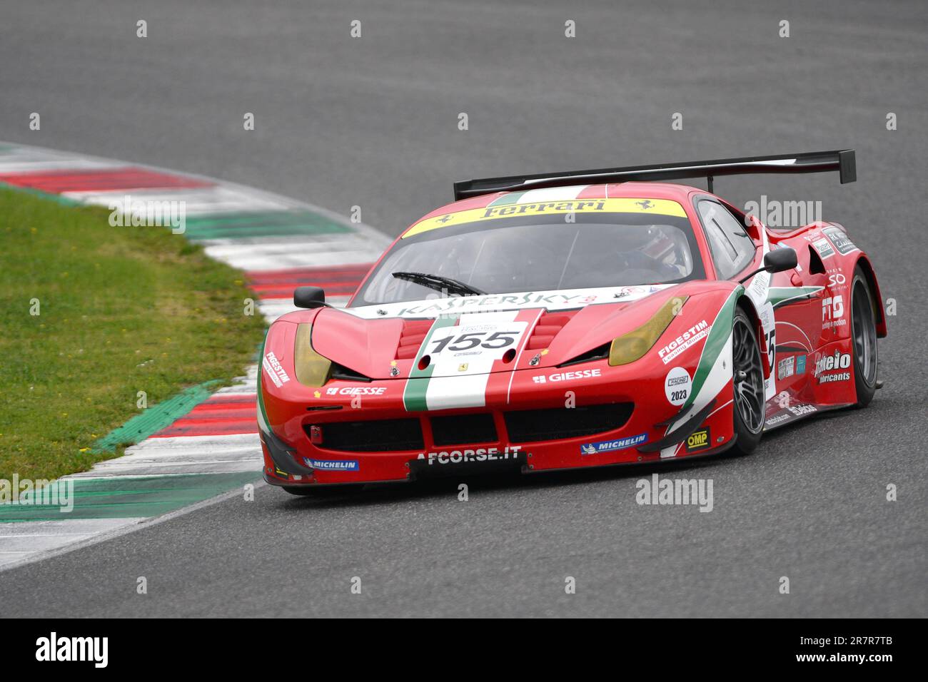 Scarperia, 2. April 2023: Ferrari 458 GTE Jahr 2011 in Aktion während Mugello Classic 2023 auf der Mugello Circuit in Italien. Stockfoto