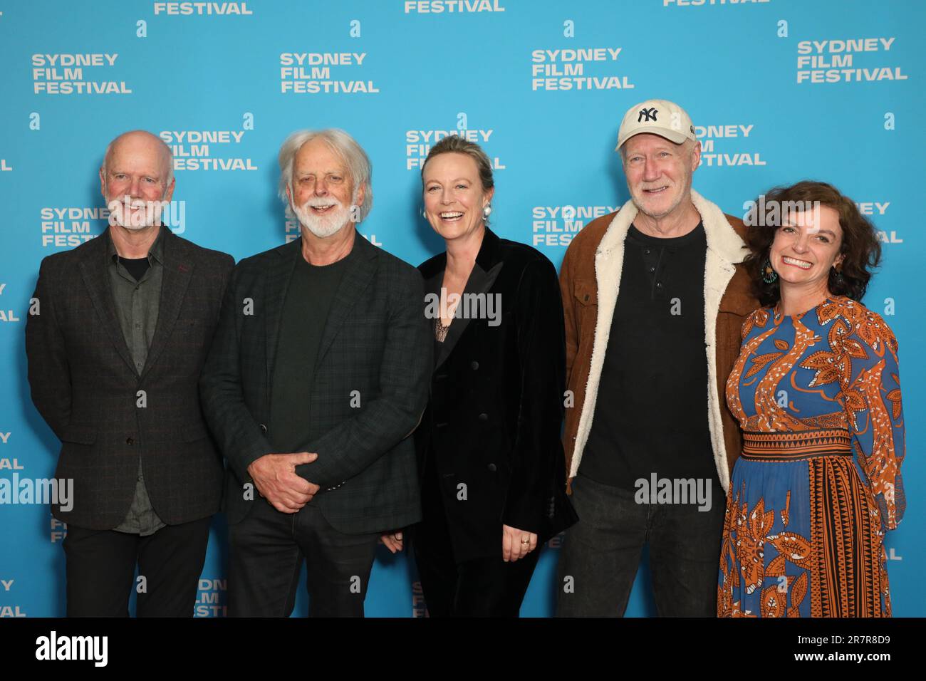 Sydney, Australien. 17. Juni 2023 Sydney Film Festival 70.: Weltpremiere, Bay of Fires, roter Teppich im Event Cinemas George Street. Abgebildet, L-R: noch offen, noch offen, Marta Düsseldorp, noch offen und Natalie Bailey. Kredit: Richard Milnes/Alamy Live News Stockfoto