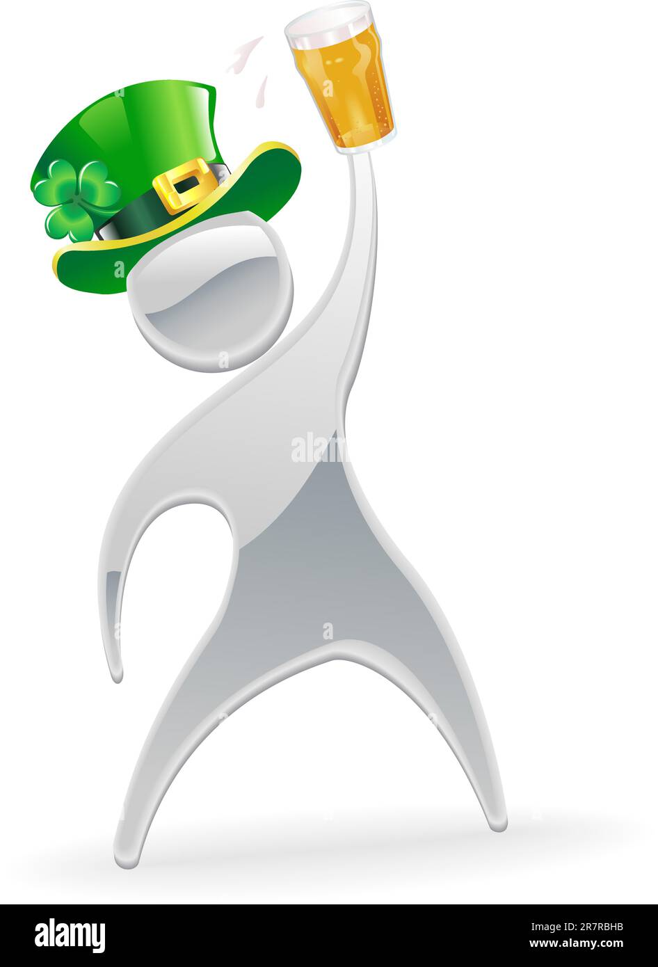 Metallische Cartoon Maskottchen Charakter St. Patricks Day Konzept Stock Vektor