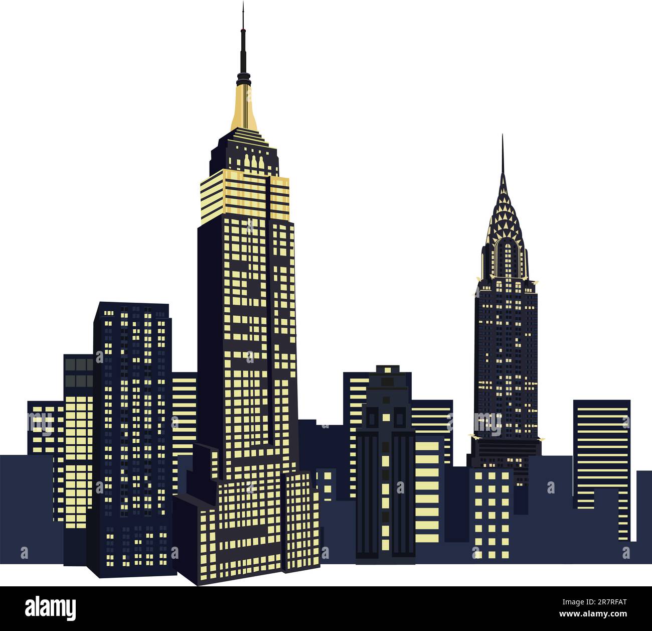 Illustration mit New Yorker Wolkenkratzern Stock Vektor