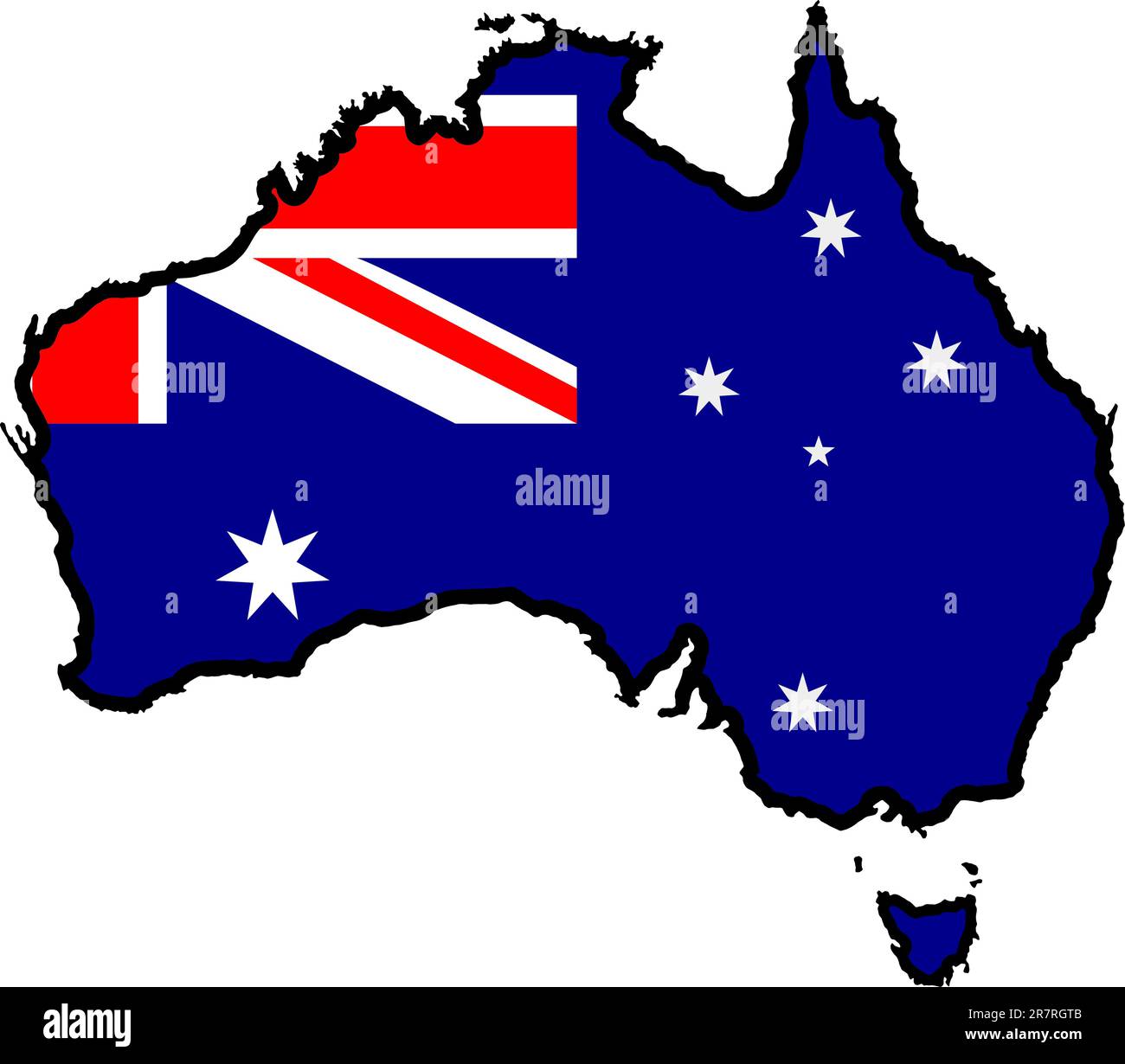 Darstellung der Flagge in Australien Karte Stock Vektor
