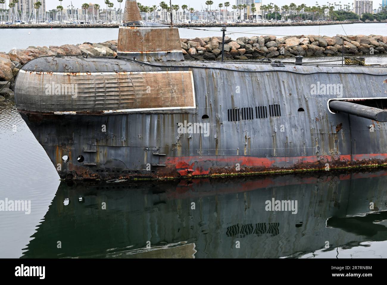 LONG BEACH, KALIFORNIEN - 14. JUNI 2023: The Scorpion A Sowjetische Ära Foxtrot Class U-Boot im Queen Mary Hotel. Stockfoto