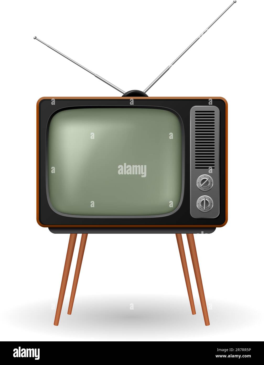 Altmodische retro TV. Abbildung auf weißem Hintergrund Stock Vektor