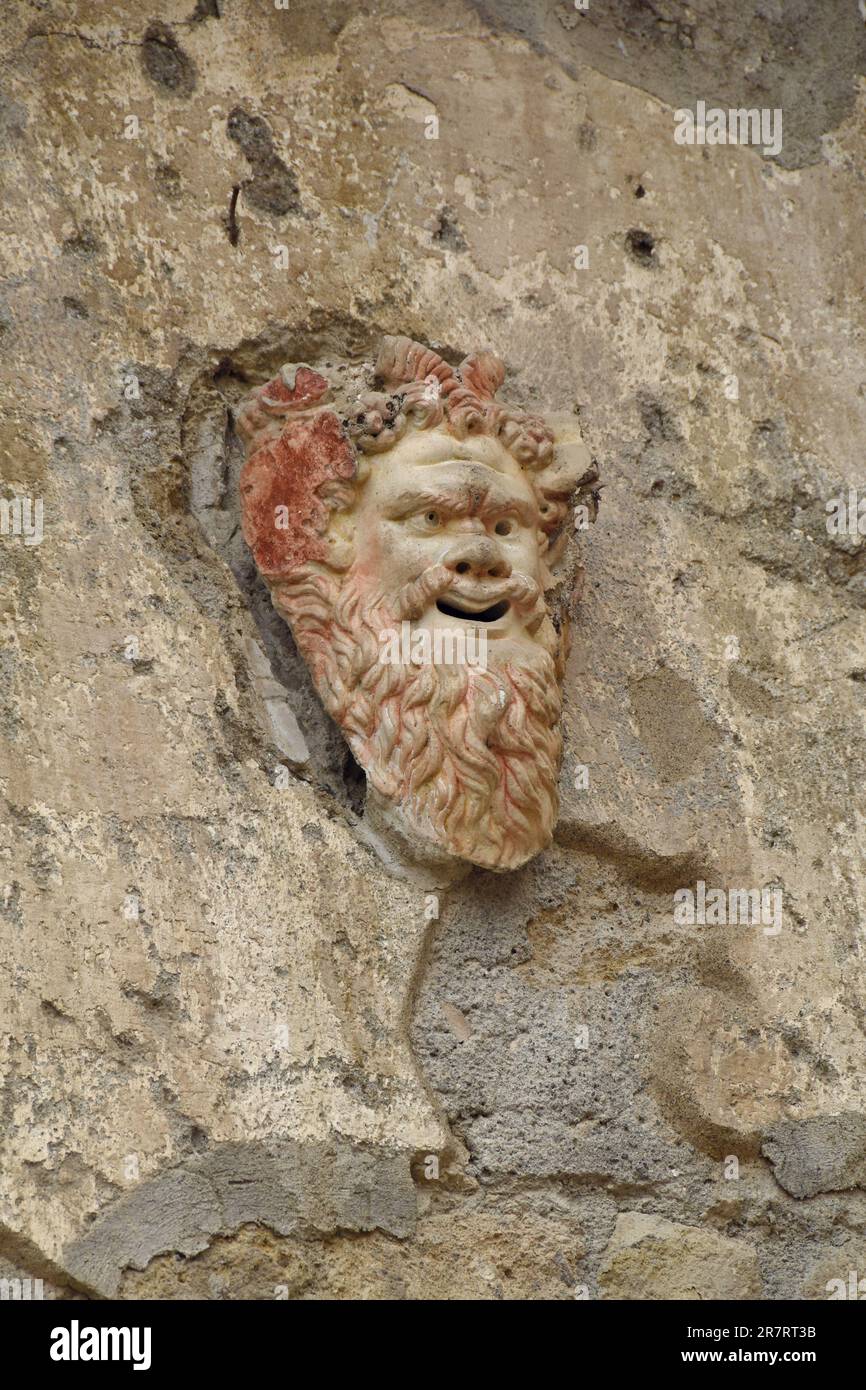 Römische Kopfskulptur, in der römischen Stadt Herculaneum, zerstört durch den Vesuv-Ausbruch von AD79, Ercolano, Neapel, Italien Stockfoto