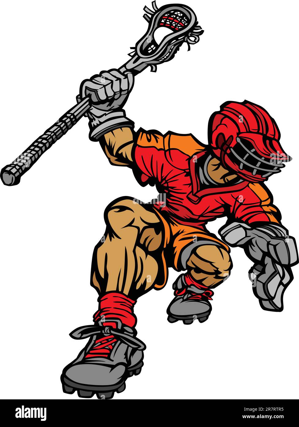 Lacrosse Player Mit Lacrosse Stick Graphic Vector Cartoon Image Stock Vektor