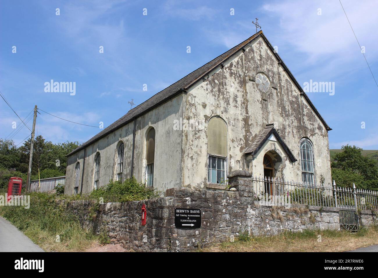 Verlassene Pentre Chapel, Pentre Bach, Ceiriog Valley, Clwyd, Wales Stockfoto