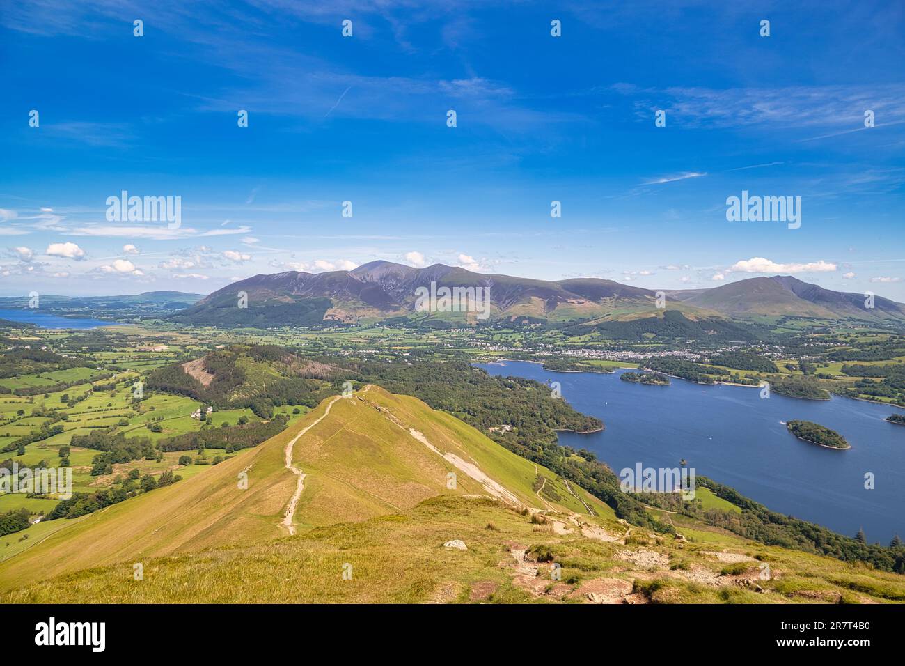 Blick auf Derwentwater von Catbells, Keswick, Lake District National Park, UNESCO-Weltkulturerbe, Cumbria, England, Großbritannien Stockfoto