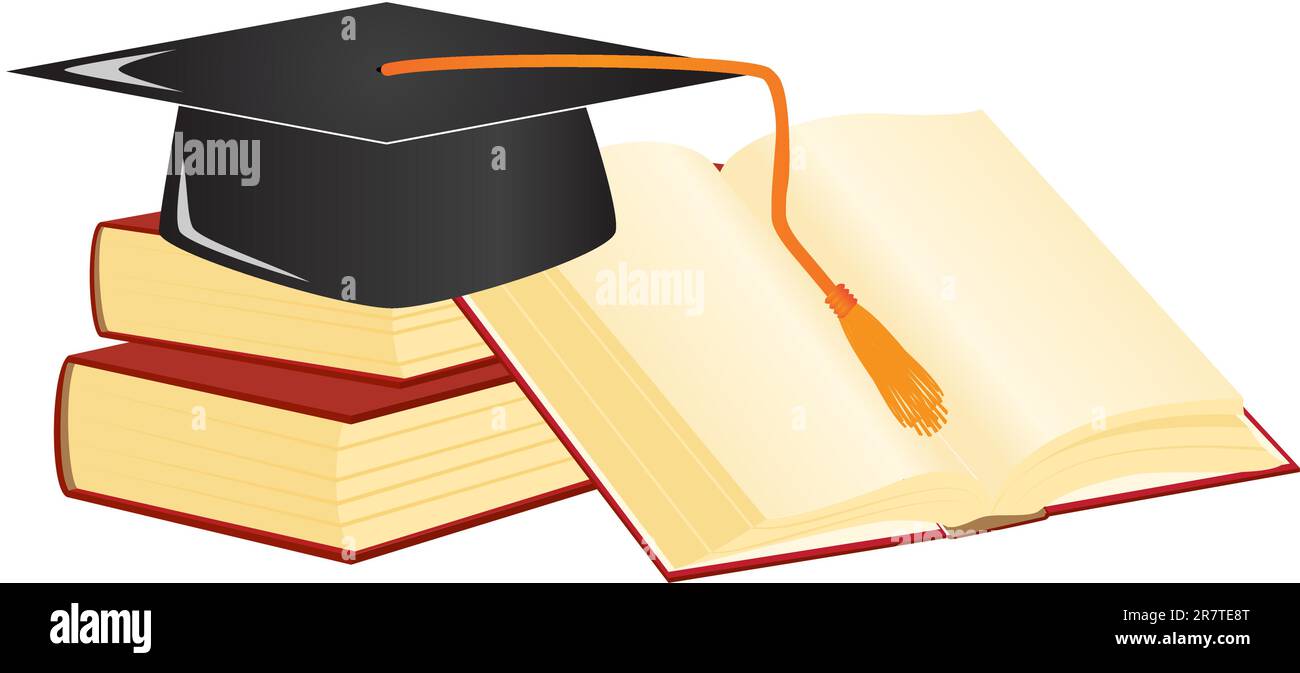 Abschlussmörtel auf Büchern. Vektordarstellung. Stock Vektor