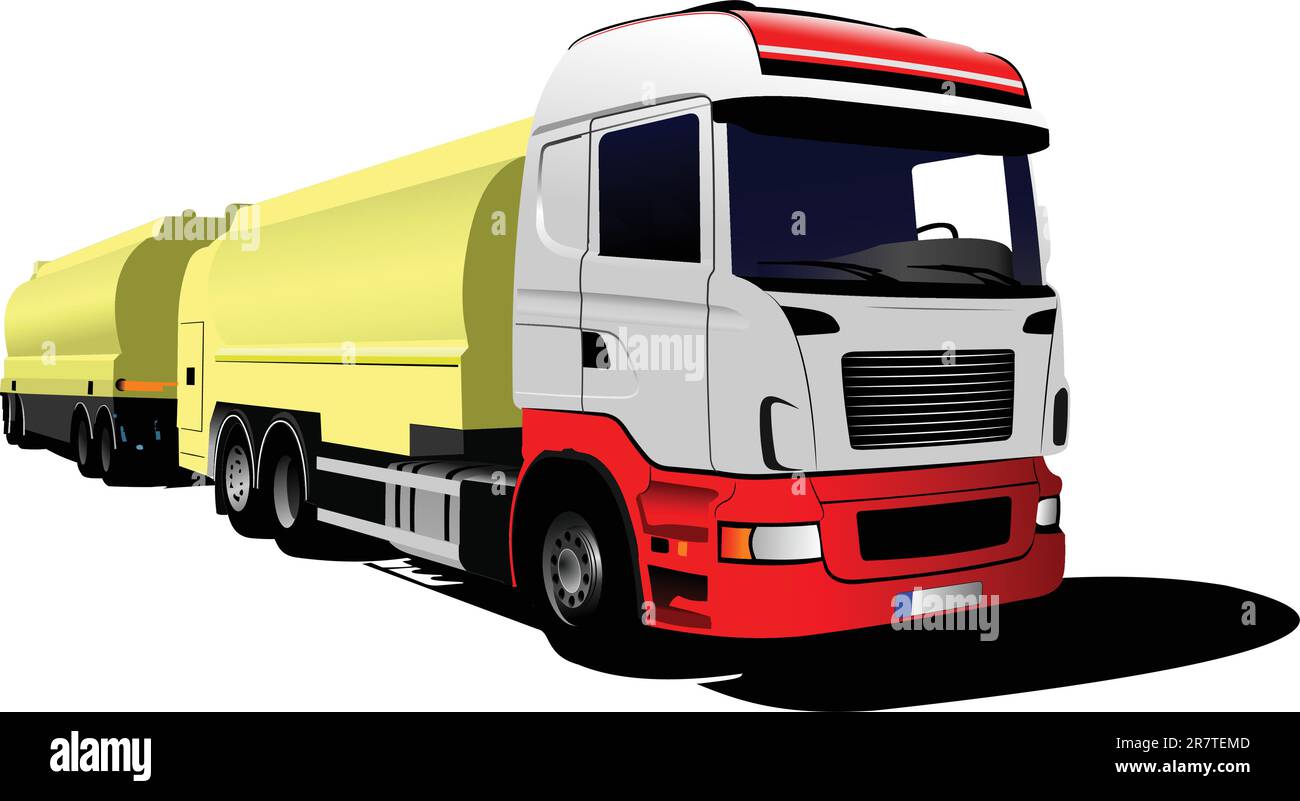 Lkw mit Anhänger auf weißem Hintergrund Vektor-illustration isoliert Stock Vektor