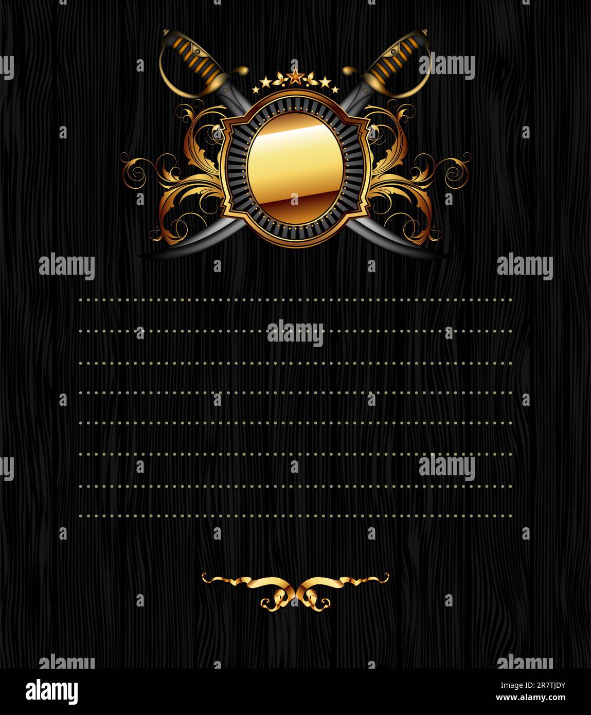 Kunstvoll verzierter Rahmen mit Stern und Säbeln. Diese Abbildung kann als Designerarbeit nützlich sein Stock Vektor