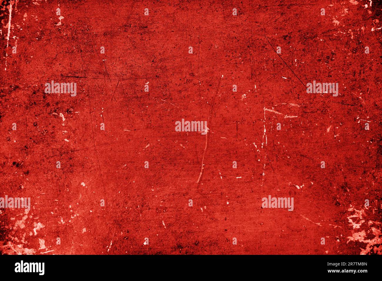 Roter, blutiger Grunge, schmutzig, alt mit Kratzspuren als Hintergrund. Stockfoto