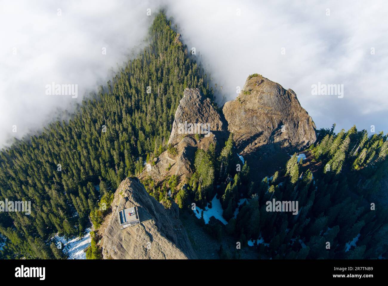 Mount Rainier und High Rock Lookout im Juni Stockfoto