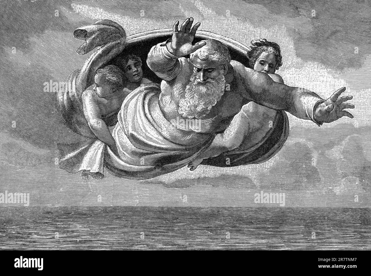 Zweiter Tag der Schöpfung, die ersten Tage der Schöpfung, Gott der Schöpfer der Welt, erstes Buch von Moses 1-19, Altes Testament, Himmel, Meer, Erde, Licht Stockfoto