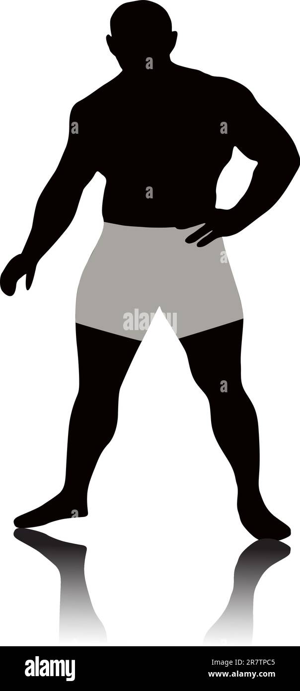 Der Mann des athletischen Körpers, auf weißem Hintergrund. Der Vektor. Stock Vektor