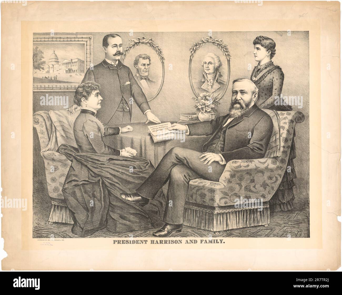 Benjamin Harrison und Familie 1889 Stockfoto