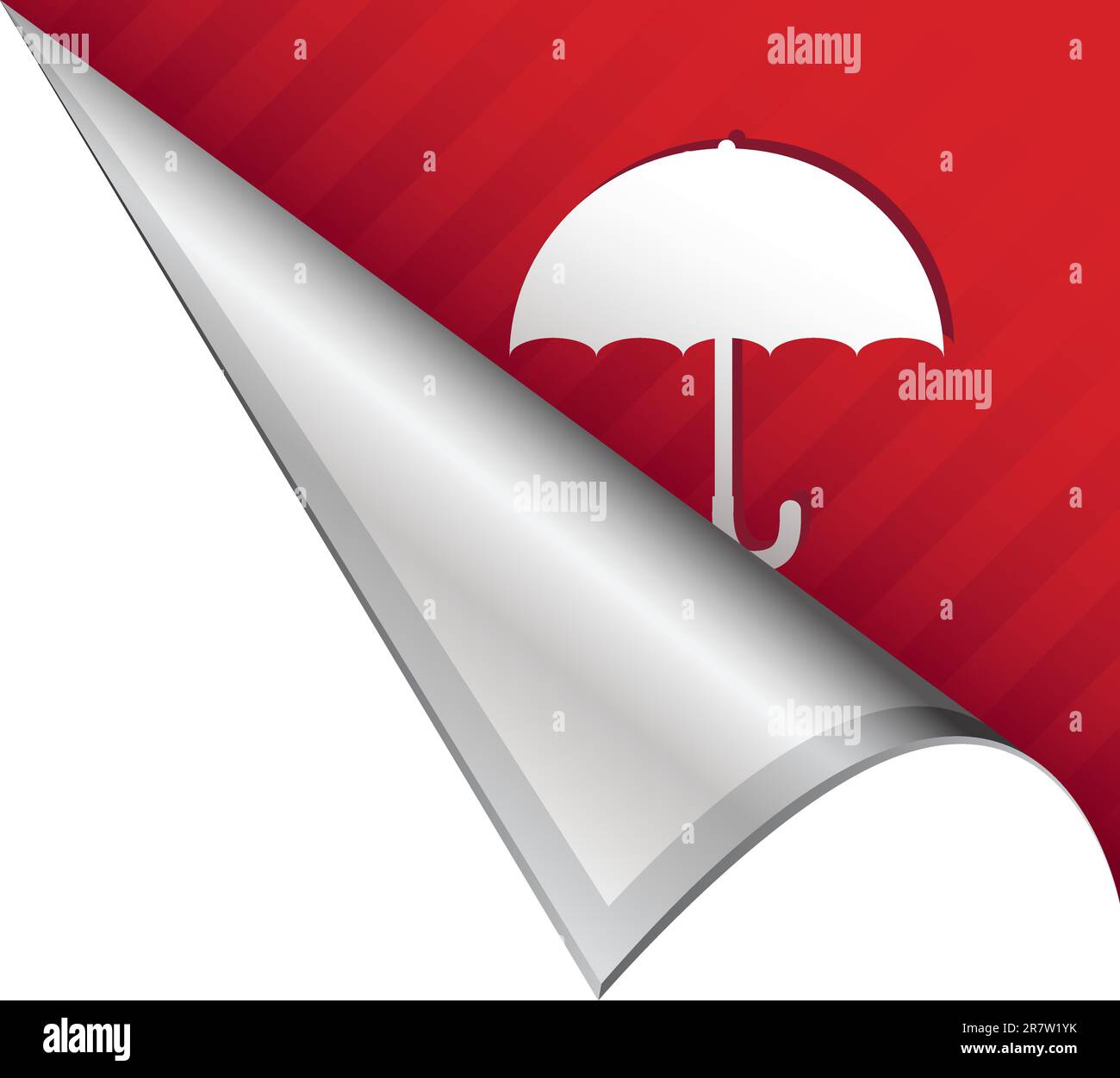 Regenschirm- oder Schutzsymbol auf vektorgeschälter Ecklasche geeignet für die Verwendung in Printmedien, auf Websites oder in Werbematerialien. Stock Vektor