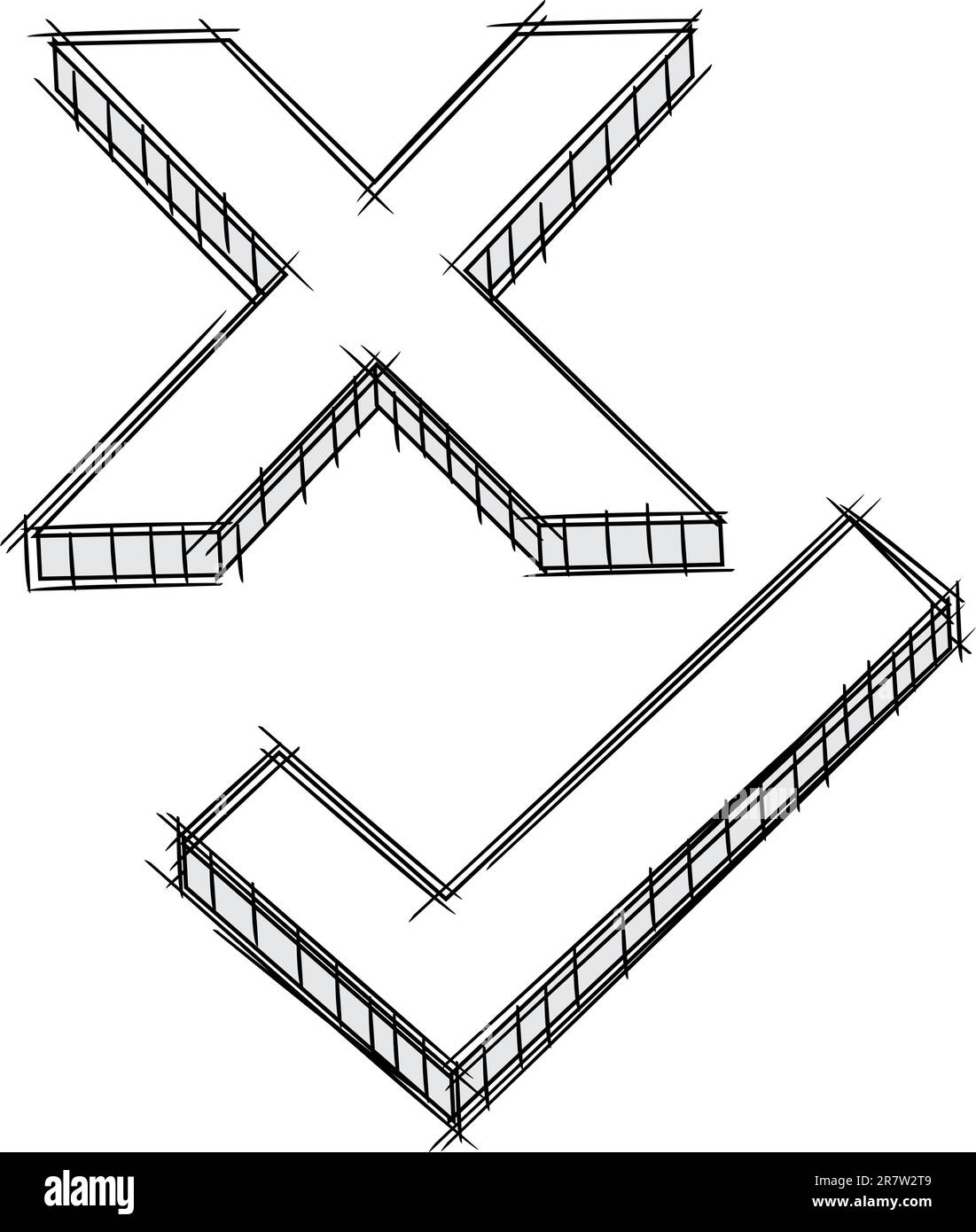 Vektorkritzel von Doodle of Tick and Cross Stock Vektor