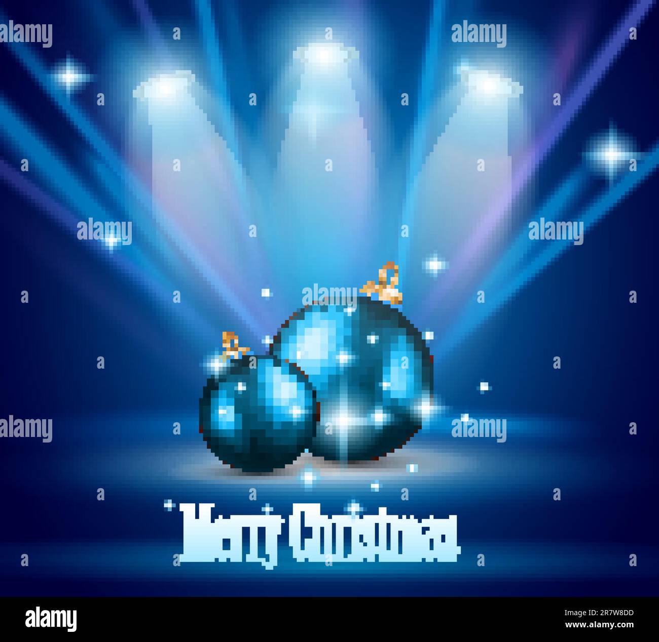 Original Christmas Background mit zwei beeindruckenden Kugeln in der Mitte des Bildes und 3 Spots für Gesamtbeleuchtung Stock Vektor